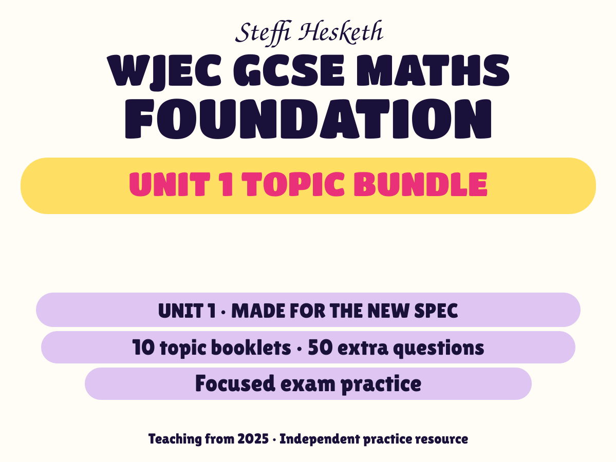 WJEC New Spec Maths Foundation Unit 1 – 10 Topic Booklet Bundle