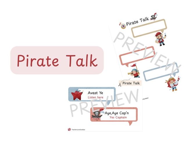 Pirate Talk Activity & Display Greetings
