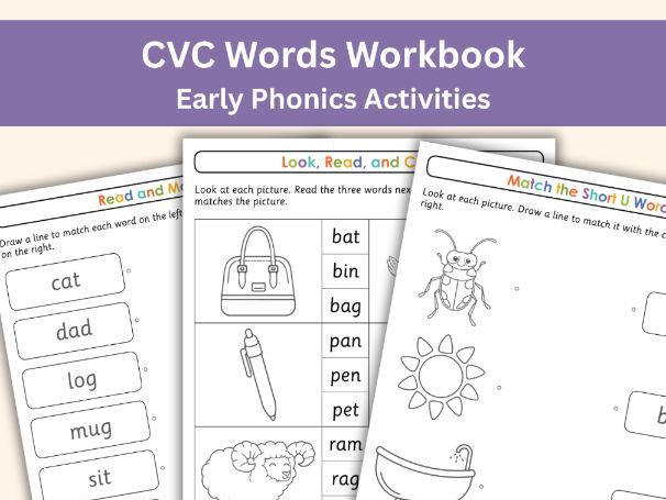 CVC Words Phonics Workbook – Early Reading & Spelling Activities (23 Pages)