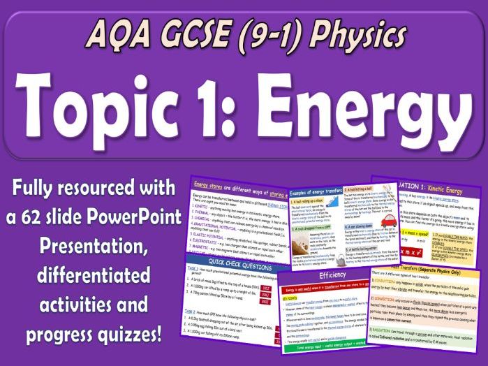 AQA GCSE (9-1) Physics Topic 1 Energy