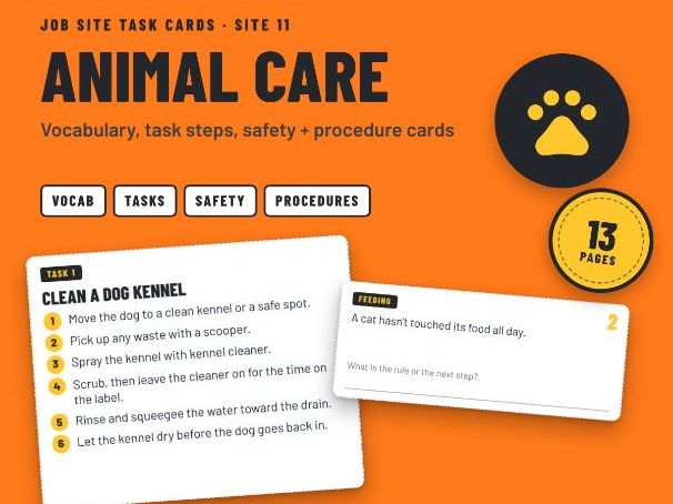 Animal Care Job Skills Task Cards: Kennel and Rescue Centre Work for SEND