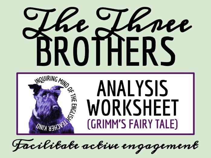 "The Three Brothers" Close Reading Analysis Worksheet | Grimm's Fairy Tale Activity