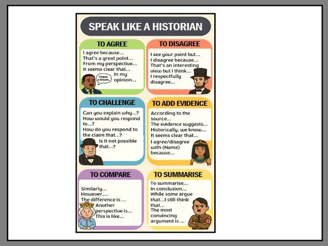 Speak like a Historian Oracy sheet