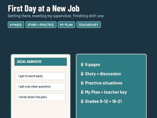 Social Narrative: First Day at a New Job | Young Adult Work