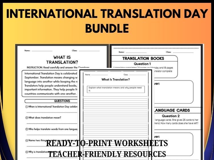 International Translation Day Reading, Writing & Math Bundle | Grades 2–8