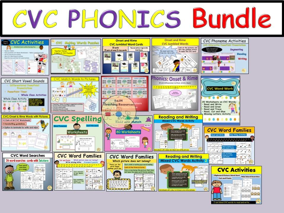 CVC Words Onset and Rime  Phonics  Spelling Worksheets Sorting Cut Paste Activity Bundle