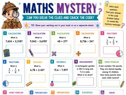 Upper KS2 Maths Mystery | End of Year Code Breaker Challenge | Years 5 & 6