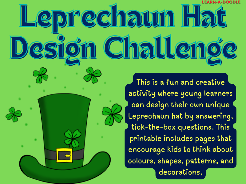 Leprechaun Hat Design Challenge: Tick-the-Box Activity for Kids, Printable Pages!
