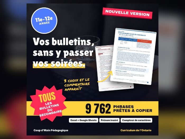 French Report Card Comment Generator Ontario Gr. 11-12 | Commentaires bulletin