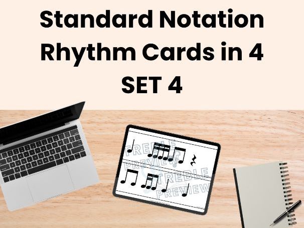 Standard Notation Rhythm Cards in 4 - SET 4