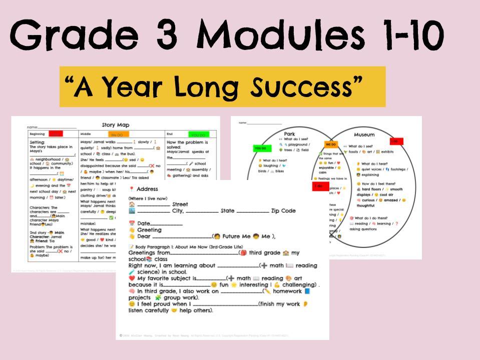 Grade 3 Comprehensive Writing Curriculum Mega Bundle - All Modules & Literacy Packs