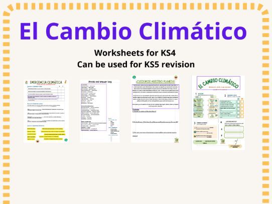 EL CAMBIO CLIMÁTICO KS4 Spanish workpack PDF - KS5 revision of vocab