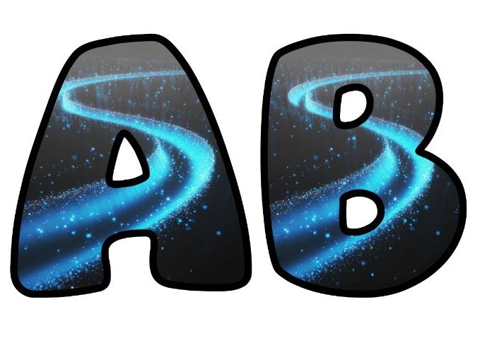 Blue Trail Glitter Art Design Classroom Display | Lettering Set | Whole Alphabet A-Z and 0-9