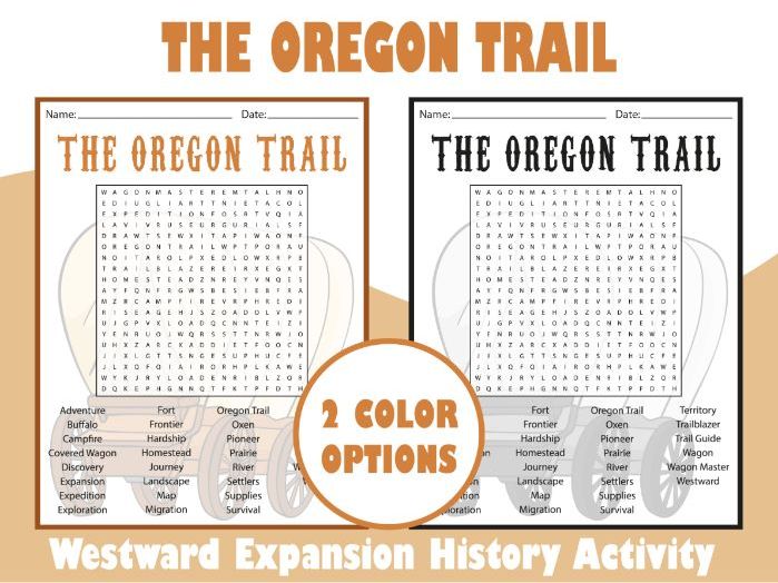 The Oregon Trail Word Search Puzzle | Westward Expansion History Activity