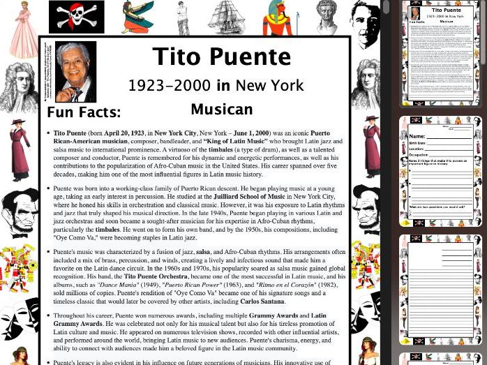 Tito Puente PACKET & ACTIVITIES, Important Historical Figures Series