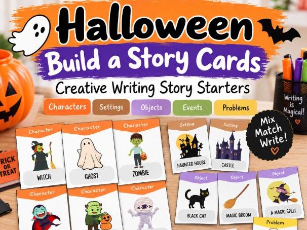 Halloween Build a Story Cards | Creative Writing Story Starters & Writing Prompts