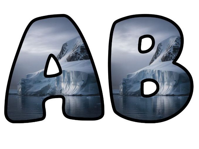 Iceberg Snow Ice Melting Alphabet Lettering Set | Classroom Display | Upper & Lowercase, 0-9