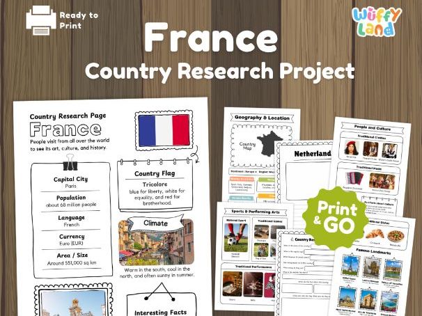France Country Study Worksheets | 14 Pages