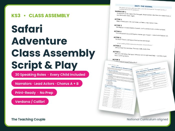 Safari Adventure Class Assembly Script & Play | Years 7–10 | No Prep Drama