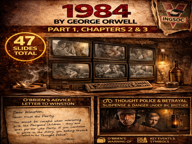 1984 - Nineteen Eighty-Four Part 1 Chapters 2 & 3 PPT Summary and Analysis