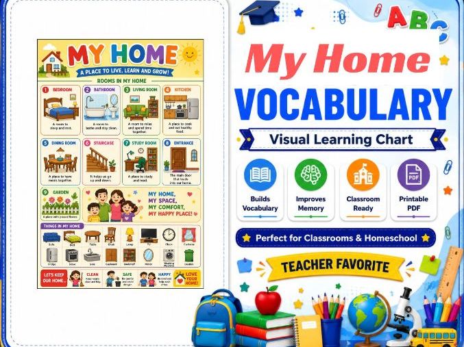 Home Vocabulary Poster for Kids | Printable English Chart