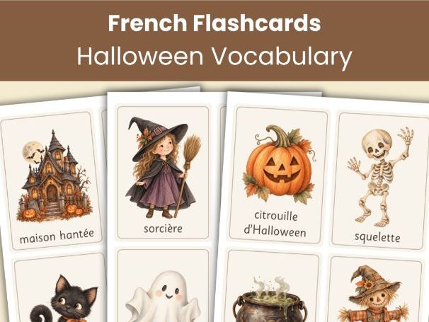 French Halloween Flashcards | 32 Printable Vocabulary Cards