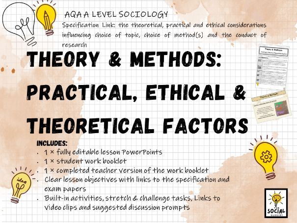 AQA A level Sociology - Theory and Methods - Practical, Ethical & Theoretical Factors