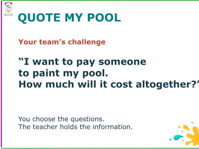 Mathematical Reasoning Team Activity - Quote My Pool