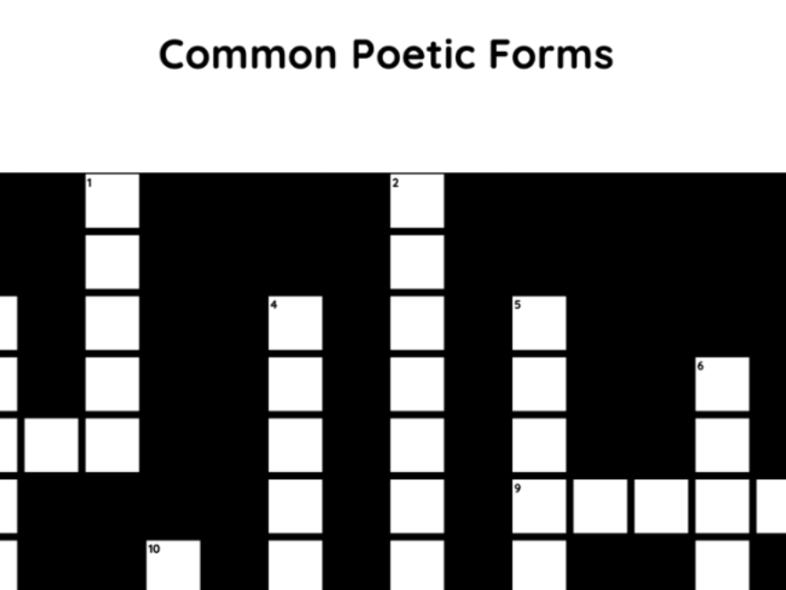 Crossword: Common Poetic Forms (KS5)