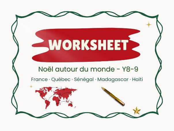Christmas in francophone countries – Y8-9 French worksheet