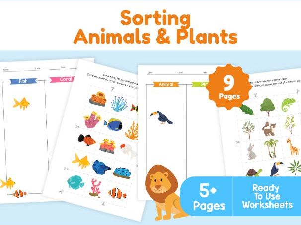 Animal and Plant Sorting Worksheets | Cut and Paste Classification ...