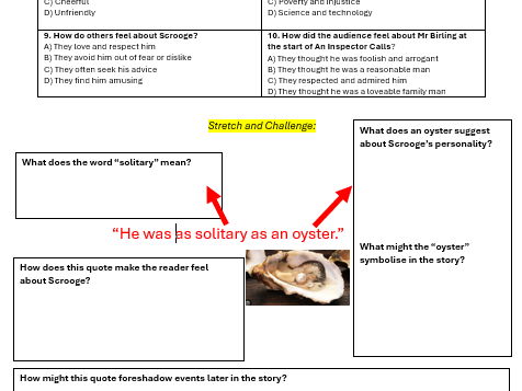 A Christmas Carol (Starter tasks - bundle multiple choice and challenge)