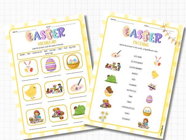 Easter Vocabulary Worksheets | Word Search, Crossword & Matching | ESL / EAL Primary