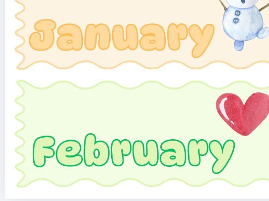 Months of the Year Pastel Display