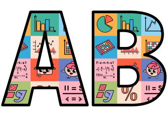 Math Objects Maths Skills Artwork Lettering Set Display Title Letters Numbers Signs