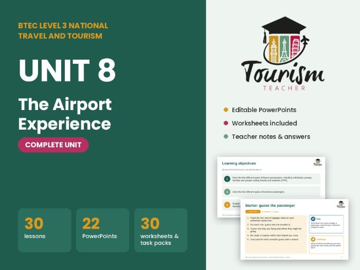 BTEC Level 3 Travel and Tourism Unit 8: The Airport Experience – Complete Unit