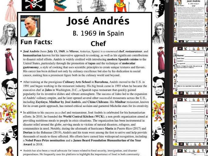 José Andrés PACKET & ACTIVITIES, Important Historical Figures Series