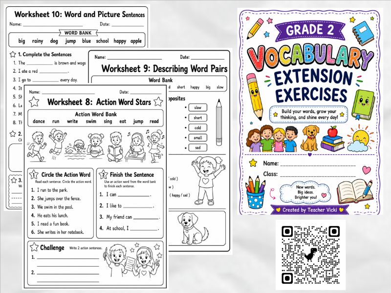 Grade 2 Vocabulary Extension Worksheets | Word Work Activities | Early Finishers