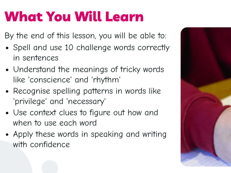 Y6 - Spelling words - 6 lessons PPTs