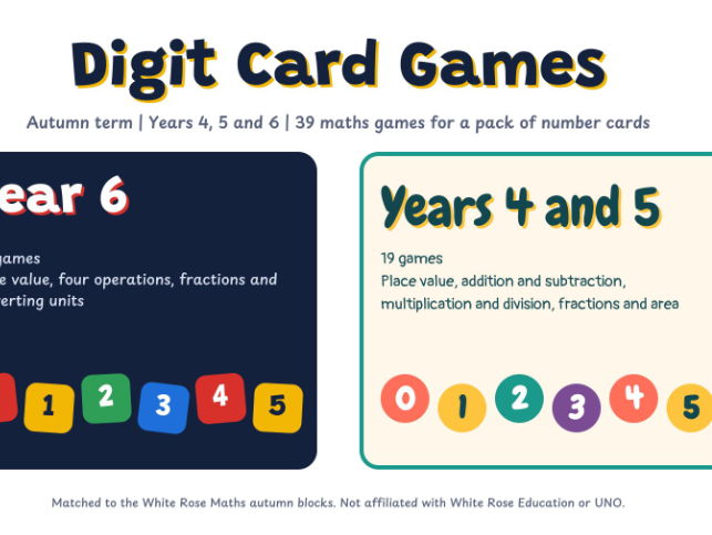 Year 4-6 Uno games for number value