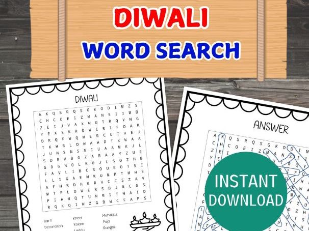 Diwali Word Search, Deepavali Classroom Games