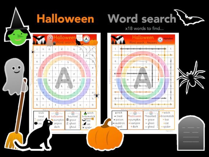 Wordsearch - Halloween, x18 words to find