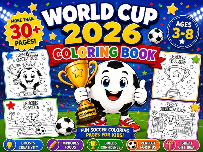 My First World Cup 2026 Coloring Book Easy Soccer Coloring Pages for Preschool and Kindergarten