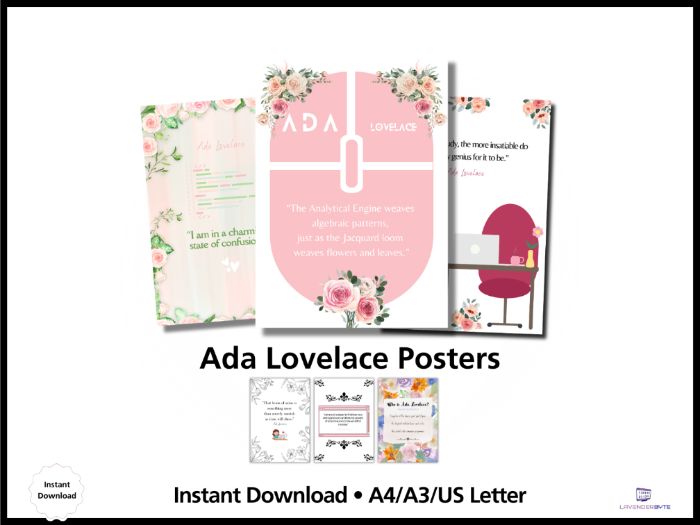Women in Computing Classroom Posters – Ada Lovelace & Female Tech Role Models (Set of 5)