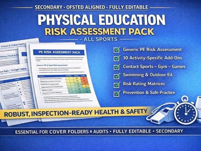 Physical Education Risk Assessment Pack All Sports  Secondary Ofsted-Aligned Fully Editable