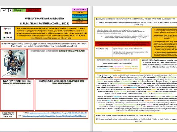 A2 EDUQAS FRAMEWORK (HOMEWORK) SHEET 4: INDUSTRY IN 'BLACK PANTHER'