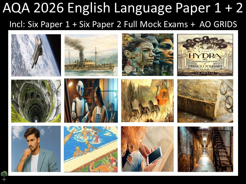 Twelve AQA 2026 GCSE English Language Paper 1 + 2 Mocks | AO GRIDS