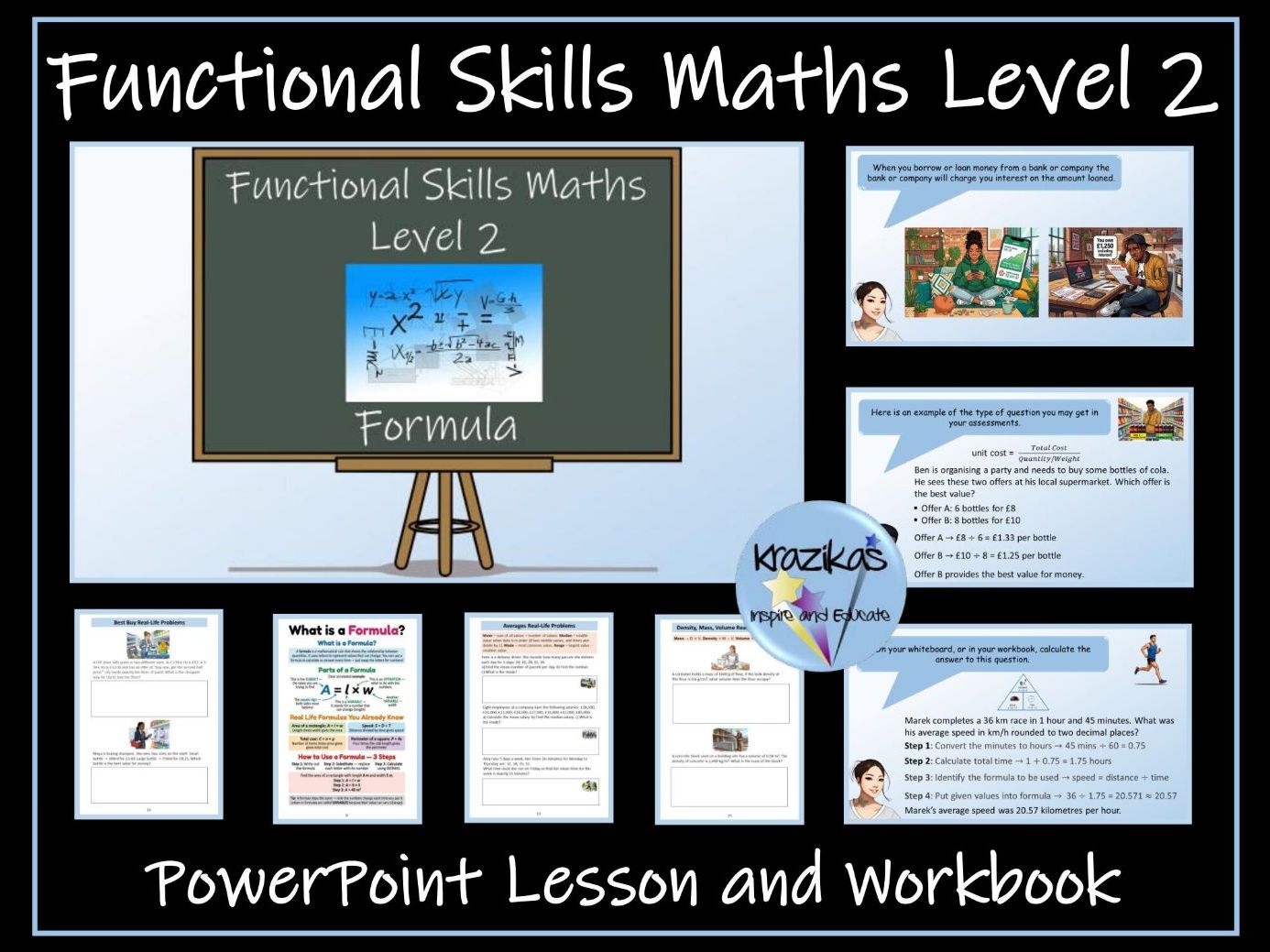 Formula PowerPoint Lesson  and Workbook - Level 2 Maths Functional Skills