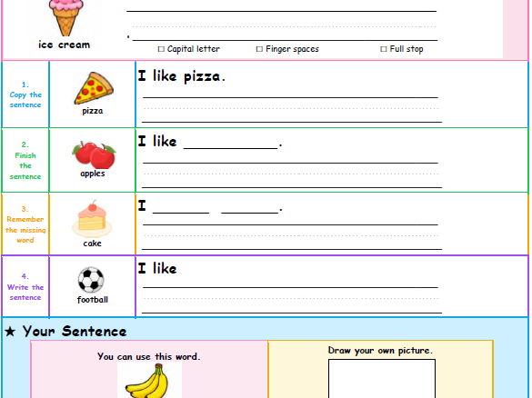 Sentence writing support