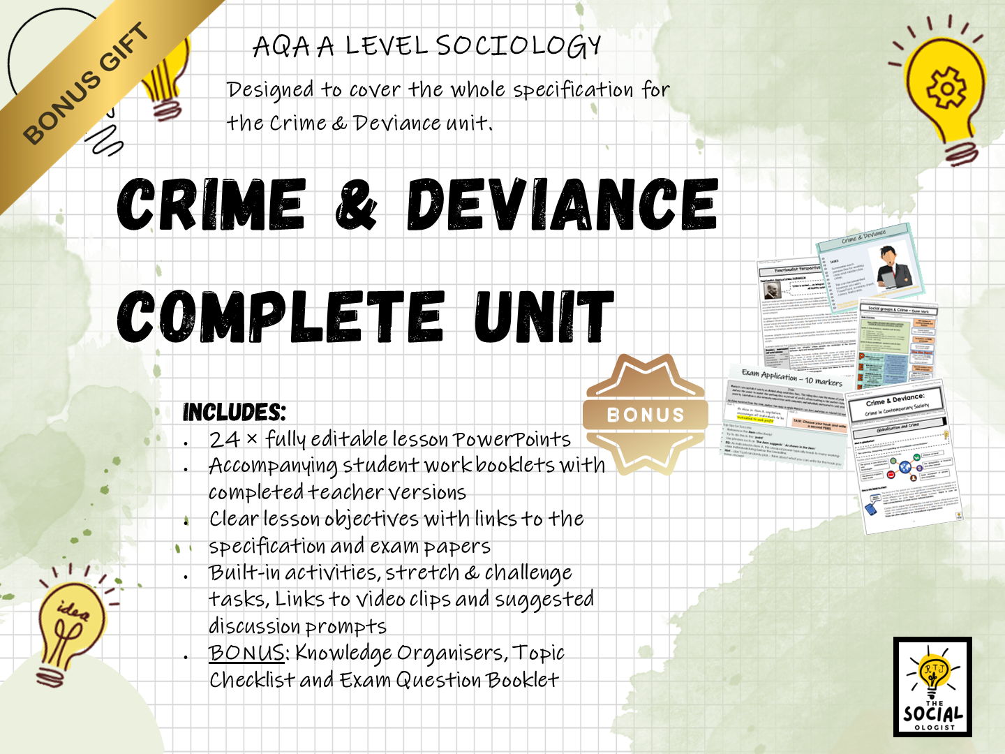AQA a level Sociology - Crime and Deviance - Complete Unit - Bonus